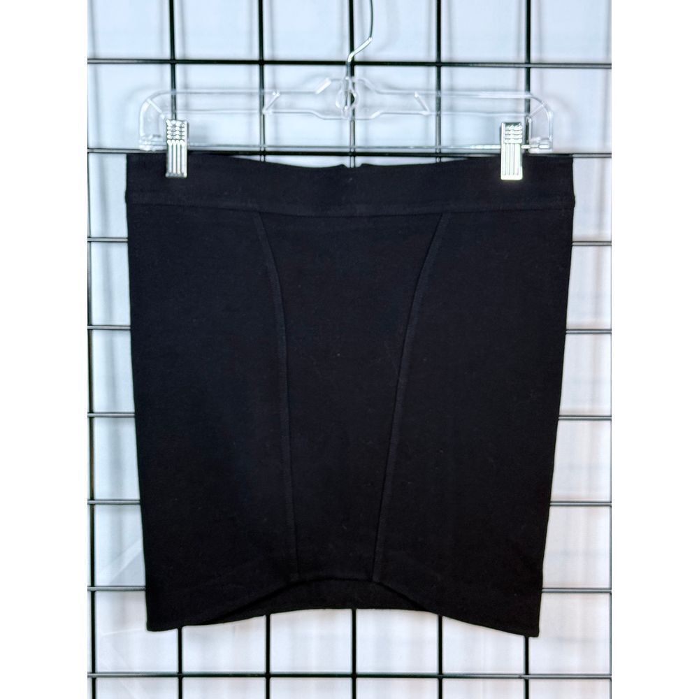 HELMUT LANG‎ Basket Twill Woven Mini Skirt Womens S Black Stretch USA Made